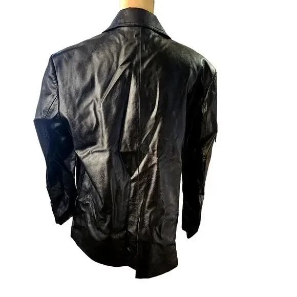 Zara Women's Black Oversized Faux Leather 2 Button Blazer Jacket Size Medium - Picture 5 of 7